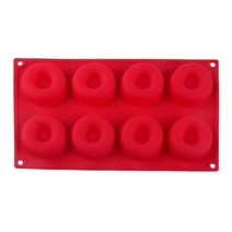 실리콘 도넛 몰드 초콜릿 비 스틱 베이킹 패스트리 빵 케이크 DIY 트레이 디저트 만들기 도구, 8 Hole-Red