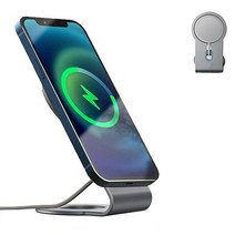 MagSafe 충전기용 휴대폰 스탠드 홀더 책상용 스탠드 알루미늄 마그네틱 충전 폰 아이폰 12/12 프로/12 미니/12 프로 맥스와 호환 (MagSafe 미포함) er) (, silver
