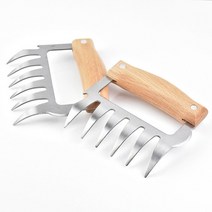 나무파쇄기 바베큐 액세서리 2 개 포크 발톱 고기 슈레더 내열성 스테인리스 스틸 나무 손잡이, 02 wood 2pcs