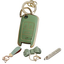 루루형제 쉐보레 차 키케이스 더뉴스파크 올뉴크루즈 더뉴 말리부 트레일블레이저 라세티 스마트 자동차 키커버 키홀더 키링, 키케이스+번호키링+가죽리본키링+가죽스트랩, AC-05 [4버튼], 올리브그린