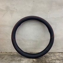 현대 투싼ix 미카 차량용 미끄럼방지 퀼팅 2종 핸들커버 원형, 블랙스티치