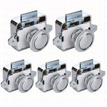 차량용잠금장치naierdi 5pcs camper car push lock rv caravan boat motor 홈 캐비닛 서랍 래치 버튼 잠금 가구 하드웨어, 큰 크롬, 5개