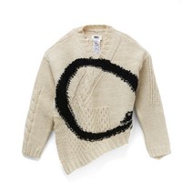 국내 정품 매장판 남자 엠엠식스 MM6 패턴믹스 비대칭 디스트로이드 케이블 니트 - 오프화이트 S62GP0077S18083 002F