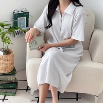 쪼꼬마미 와플 카라 지퍼 뒷트임 롱 원피스