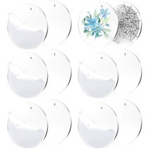 100 조각 2 인치 투명 아크릴 열쇠 고리 구멍이있는 공백 내구성있는 아크릴 디스크 DIY 공예품에 적합 (1/8 인치 두께), 하나, 하얀