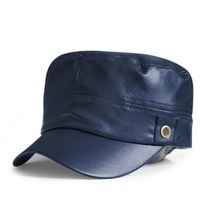 2022 봄 레이디 패션 PU 육군 플랫 모자 남자 가죽 장착 해군 모자 성인 군사 모자 56-59cm