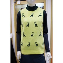 루이까스텔 골프의류 2022 F/W 가을 겨울 상품 여성 전판 사슴 자카드 터틀 방풍 니트 조끼 [이너별도판매]