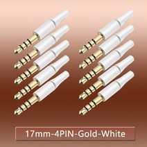 10pcs 흰색과 검은색 3.5mm 스테레오 헤드셋 플러그 4극 3극 3.5 오디오 플러그 잭 어댑터 커넥터 Iphone 새 콘센트 2.5mm, 17mm 4P 골드 화이트, 10개