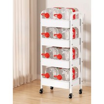 이동식선반 철제선반 수납대 폴딩수납장 진열대 바퀴달린선반, 9. 4 층 - 흰색  스티커 + 후크 + 금속 휠