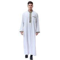 [무슬림남자옷] 이슬람 스트라이프 남자 긴소매 무슬림 패션 시원한 재질 여름 일상복 잠옷