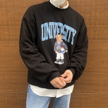 이룰 시밀러 남녀공용 프린팅 레터링 커플 유니섹스 오버핏 테디베어 곰돌이 긴팔 맨투맨 4color