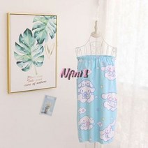 [엔피니원] 산리오 캐릭터 목욕 샤워 로브 랩 가운 타월, 3. 블루 시나모롤 로브 타올 75cm