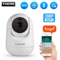 Fuers-3MP IP 카메라 Tuya 스마트 홈 실내 와이파이 무선 감시 자동 추적 CCTV 보안 아기 애완 동물 모니터, 1080P with 16G card, EU plug