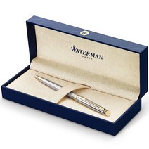 Waterman 스테인리스 스틸 크롬 트림 헤미스피어 볼펜, Stainless Steel with Gold Trim