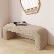 북유럽 일본식 긴의자 벤치 소파 의자 양털, 오프화이트 60x40x43
