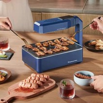 110v220v 적외선 무연 전기 그릴 이동식 빨 붙지 않는 빵집 터치 패널 바베큐 기계 실내 바베큐 플레이트, 푸른, 영국