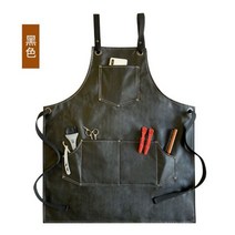 빅사이즈방수앞치마 용접 여름 린넨 앞치마 남녀공용 일본 스타일 브리프 앞치마 두꺼운 PU 가죽 방수 방유 레스토랑 정원사 유니폼 맞춤형 로고124238, BLACK