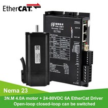 Rtelligent Nema 23 1/2/3N.M 6A 24 80V DC EtherCAT Fieldbus 스테퍼 모터 드라이버가있는 폐쇄 루프 스테퍼 모터 CNC mechine, 1개, 단일, ECT60 with 57A1ED