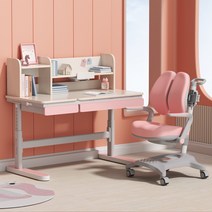 [토끼책상] 에스메라다 어린이 바른자세 높이조절 책상 의자 세트, 핑크 세트