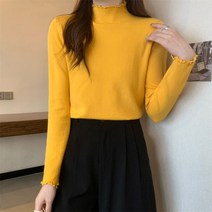 여성봄가디건 봄티 니트 여성용 다목적 슬리밍 베이스 니트 스타일 소프트 글루노스 하프 하이 칼라 스웨터