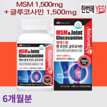 무릎 퇴행성관절염 영양제 허리 손가락 손목 어깨 관절 연골 건강 영양제 글루코사민 효과 콘드로이친효능 엠에스엠 MSM 효능 초록잎홍합 상어연골 생선콜라겐 추출 함유 1개월~6개월분, 6개월분(할인가)