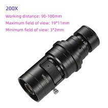 200X 500X 1000X 조정 가능한 배율 0.7-5X 연속 줌 C 마운트 렌즈 HDMI VGA USB 산업용 비디오 현미경 카메라 용, [04] 200X, 한개옵션1