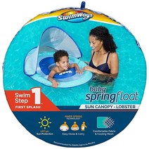 SwimWays 베이비 스프링 튜브 조절 가능한 캐노피 및 UPF 자외선 차단 기능 포함 블루 랍스터, Blue