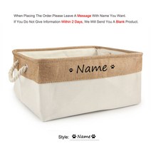 개인 개 니 인쇄 애완 동물 보관 상자 고양이 DIY 이름 완구 의류 액세서리 정리 스토리지, 02 Paw beige, L 41X32X21cm