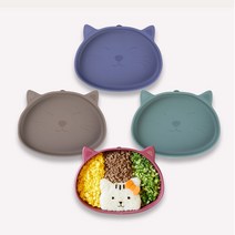 [마미스테이블] 식품용실리콘 뚱냥이 흡착식판(본체만) 유아 돌 아기 그릇 식기 중기 이유식 용기, 뚱냥이 허브그린(본체만)