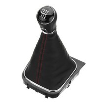 56 스피드 카 기어 시프트 노브 VW 골프 제타 가죽 게이 터 부츠 커버 스틱 액세서리, 04 6 speed red line