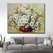 투명 유리병 꽃 민들레 미니멀 유화그리기 그림 DIY, 만개_50 x 65cm  도구 SET 포함_친환경물감+붓+캔버스+도안