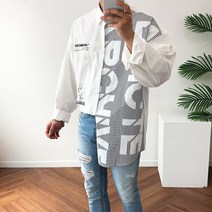 언발 비대칭 스트라이프 오버핏 셔츠 90~110size