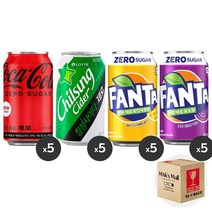 [막스] 혼합세트 355ml 20입(각5개씩) 뚱캔 제로 캔음료 음료수 캔콜라 캔사이다, 30)코카제로5 칠성제로5 환타제로파5 환타제로포5
