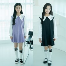 주니어 여자 분또 사방스판 빅카라 원피스 초등학생 여아 고학년 저학년 봄옷