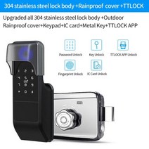지문인식도어락 디지털 지문인식 전자 도어락 TTLock-IP65 방수 지문 스마트 도어 잠금 장치 야외 게이트 블루투스 암호 13.56MHz IC 카드 데드 볼트 + 기계식 키, Lock cover