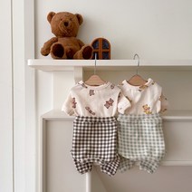 강아지옷 순면 곰돌이 올인원 몸빼 내복 실내복 잠옷 파자마 티셔츠 포메옷 비숑옷 푸들옷 똑띠, 브라운