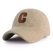 라핑 울 소재 니트 캡 모자 겨울 C 자수 야구모자