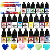 레진아트 레진공예 세트 키트 24 색 10ml 아트 잉크 알코올 수지 안료 액체 착색제 염료 잉크 확산 uv 에폭시 수지 diy 쥬얼리 만들기 185, 보여진 바와 같이, 24개 ㄷ 5ml