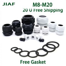 방수 케이블 글랜드 블랙 플라스틱 씰 조인트 나일론 커넥터 흰색 고정 M8 M10 M12 M16 M20 M25 M32 IP68 10PCs, M22-14 BK 10pcs