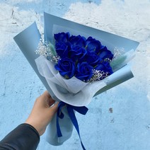 더 라넌큘러스 플라워 + 프리미엄 비누꽃다발 10송이, 진한 파랑