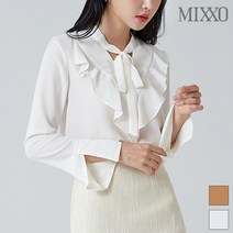 미쏘 미쏘 브이 러플 리본 블라우스_MIWBL9936A