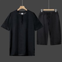 아빠 여름 스포츠 정장 여름 린넨 반팔 티셔츠 중년 및 노인 당나라 정장 남성 할아버지 캐주얼 의류