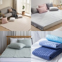 면 알러지케어 침대패드 면 카페트 극세사 패드, 10_블럭 순면 패밀리 침대패드, KKK_라이트블루