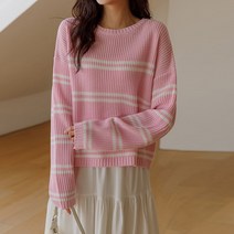 퓨어즈 루즈핏 줄지 하찌니트