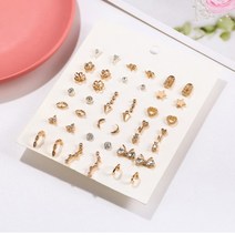 큐빅 빈티지 귀걸이 21쌍 풀세트 원석 엔틱 단추 티타늄 진주 보관함 십자가 터키석 트레이 여성 20대 큐빅