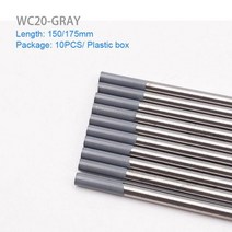 텅스텐전극 용접봉 용접 소모품 TIG 봉 WT20 WL15 텅스텐 전극 1.6 2.4 3.2mm WP WZ8 150mm/175mm, WC20, 150mm