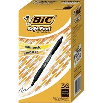 빅(BIC) 소프트 필 리트랙터블 볼펜 블랙 미디엄 포인트(1.0mm) 36개