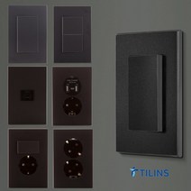 틸인스 Ti2 다크블랙 전기 스위치 매립 콘센트 커버 교체 방 벽 인테리어 USB 방우형, 14.Ti2다크블랙_콘센트 2구