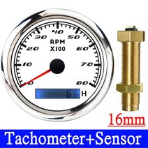 타코메타 타코미터 디젤 가솔린 엔진 자동차용 LCD 아워 316/4000/6000 RPM 가있는 스테인레스 스틸 8000 8, 19 WS 8000RPM 16mm