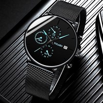 남성손목시계 reloj hombre mens 패션 스테인레스 스틸 메쉬 벨트 캘린더